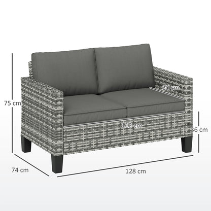 Kalazi Rattan Light Grey 2 Seater Outdoor Sofa With Cushions