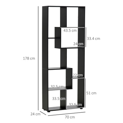Rotolu Bado Wood Black 8 Tier Freestanding Grid Bookcase With Anti Tip Design