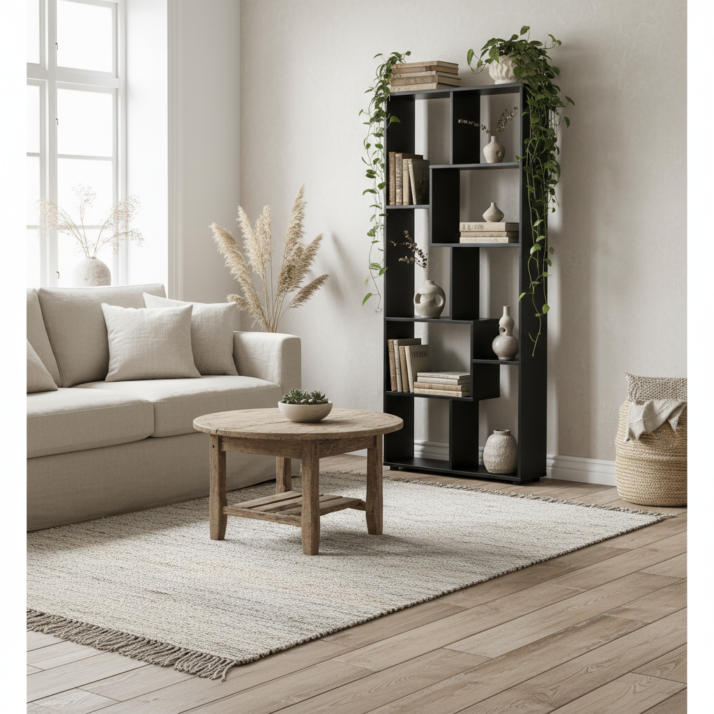 Robu Wood Black 8 Tier Freestanding Grid Bookcase With Anti Tip Design