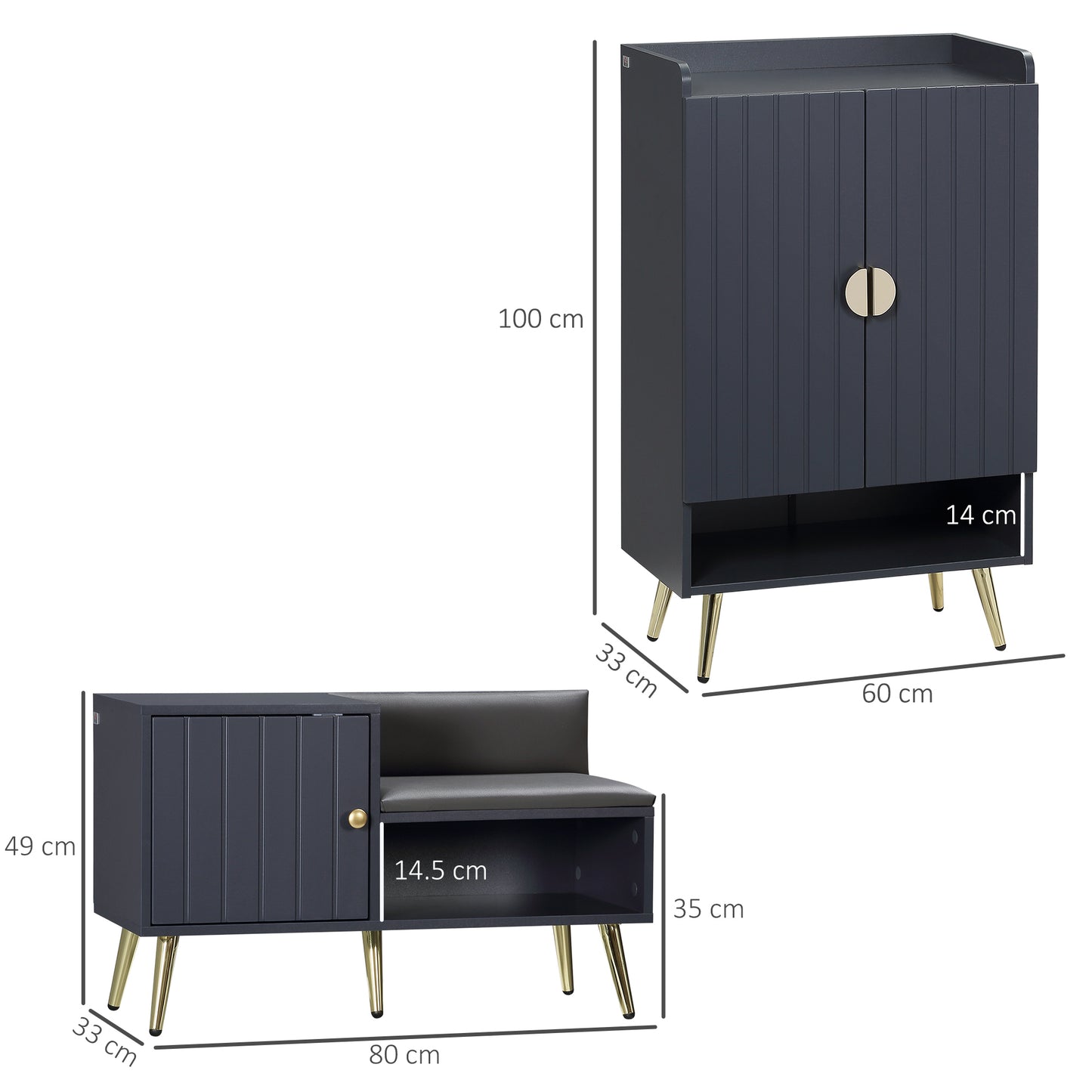 Kael Wooden Grey Entryway Shoe Storage Set Bench And Steel Legs For 19 Pairs
