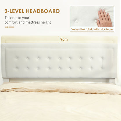 Zina 5FT King Size Ottoman Bed Frame with Front Divan Drawer Storage Cream
