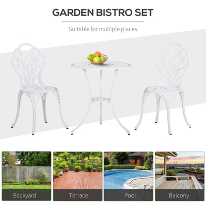 Vitano 3 Piece Aluminium Bistro Set With Balcony Table And Chairs In White