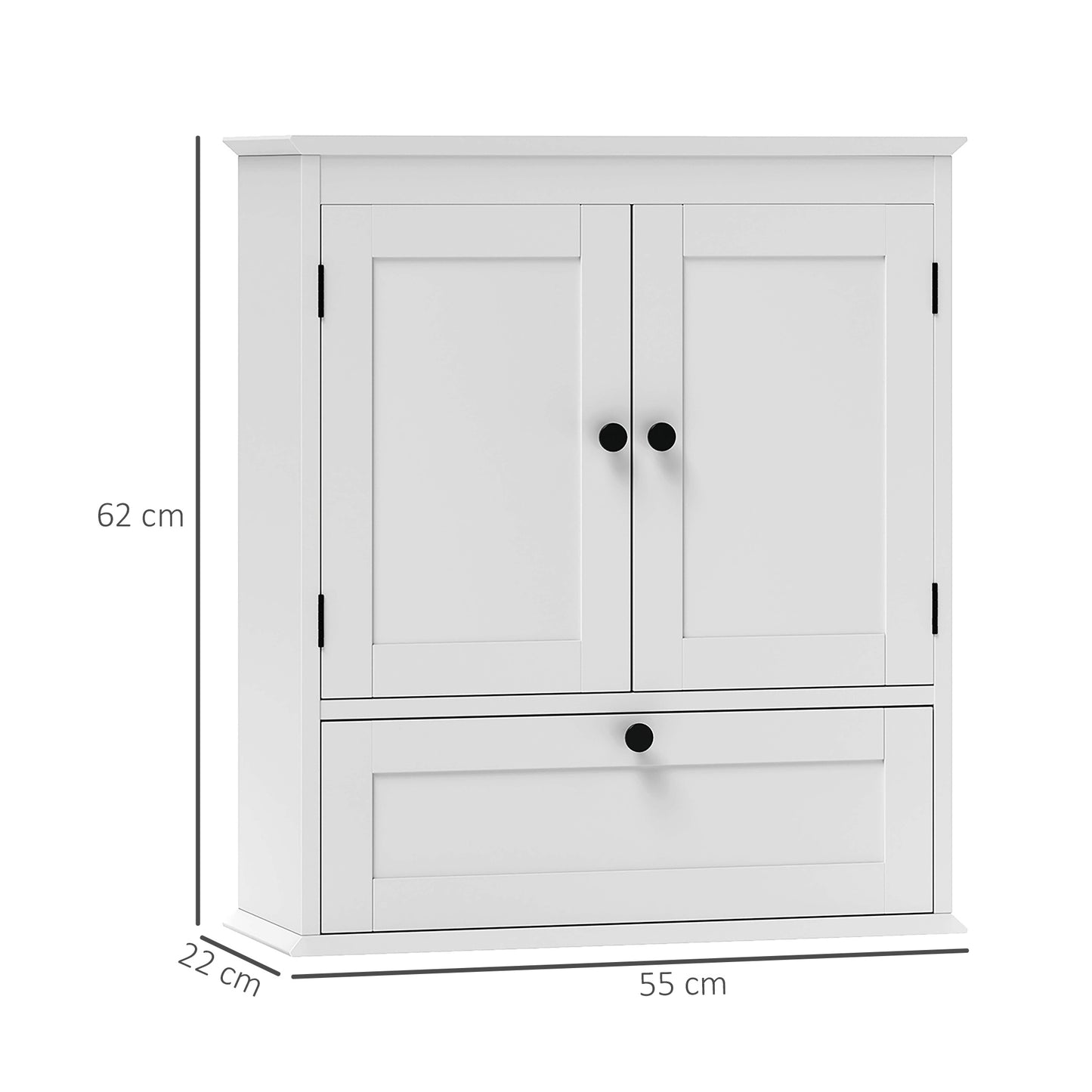 Nelavi Wall Mounted Bathroom Storage Cabinet With Adjustable Shelving And Recessed Doors White