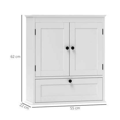 Nelavi Wall Mounted Bathroom Storage Cabinet With Adjustable Shelving And Recessed Doors White