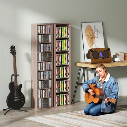 Lere Tavi Wooden Natural Finish Narrow CD Storage Unit With 260 Disc Capacity