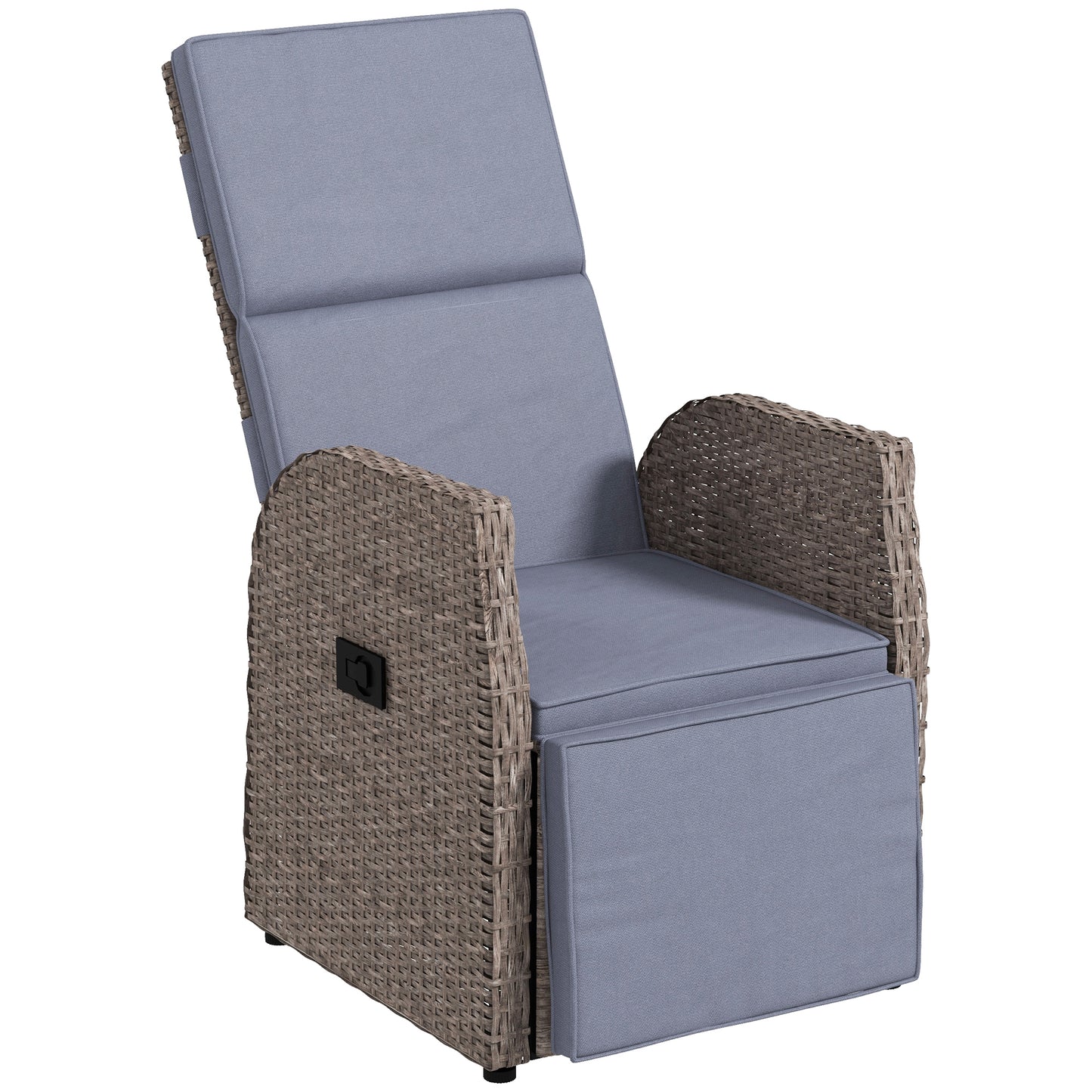 Namama Faux Rattan Brown And Grey Reclining Garden Armchair With Footrest
