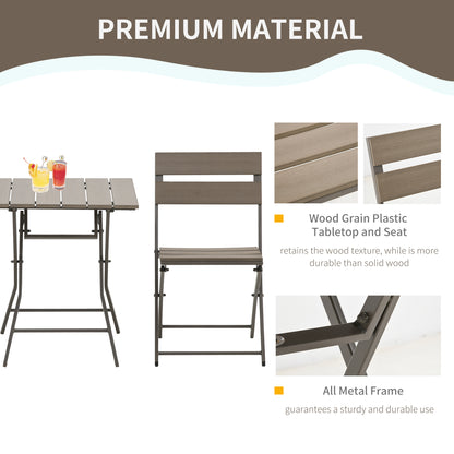 Noyofi 3 Piece Foldable Garden Bistro Set With Table And Chairs In Grey