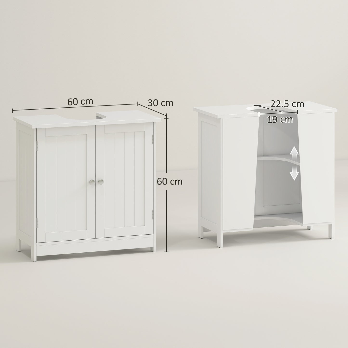 Neha Under Sink Bathroom Vanity Storage Unit With 2 Tier Interior White