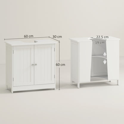 Neha Under Sink Bathroom Vanity Storage Unit With 2 Tier Interior White