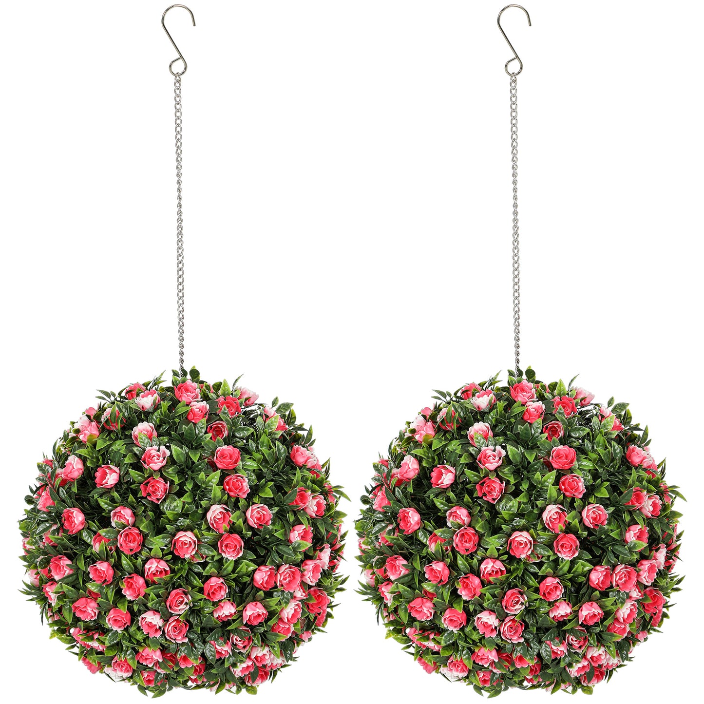 Colana Yoli Set Of 2 Artificial UV Resistant Rose Style Topiary Balls H8 28cm Pink