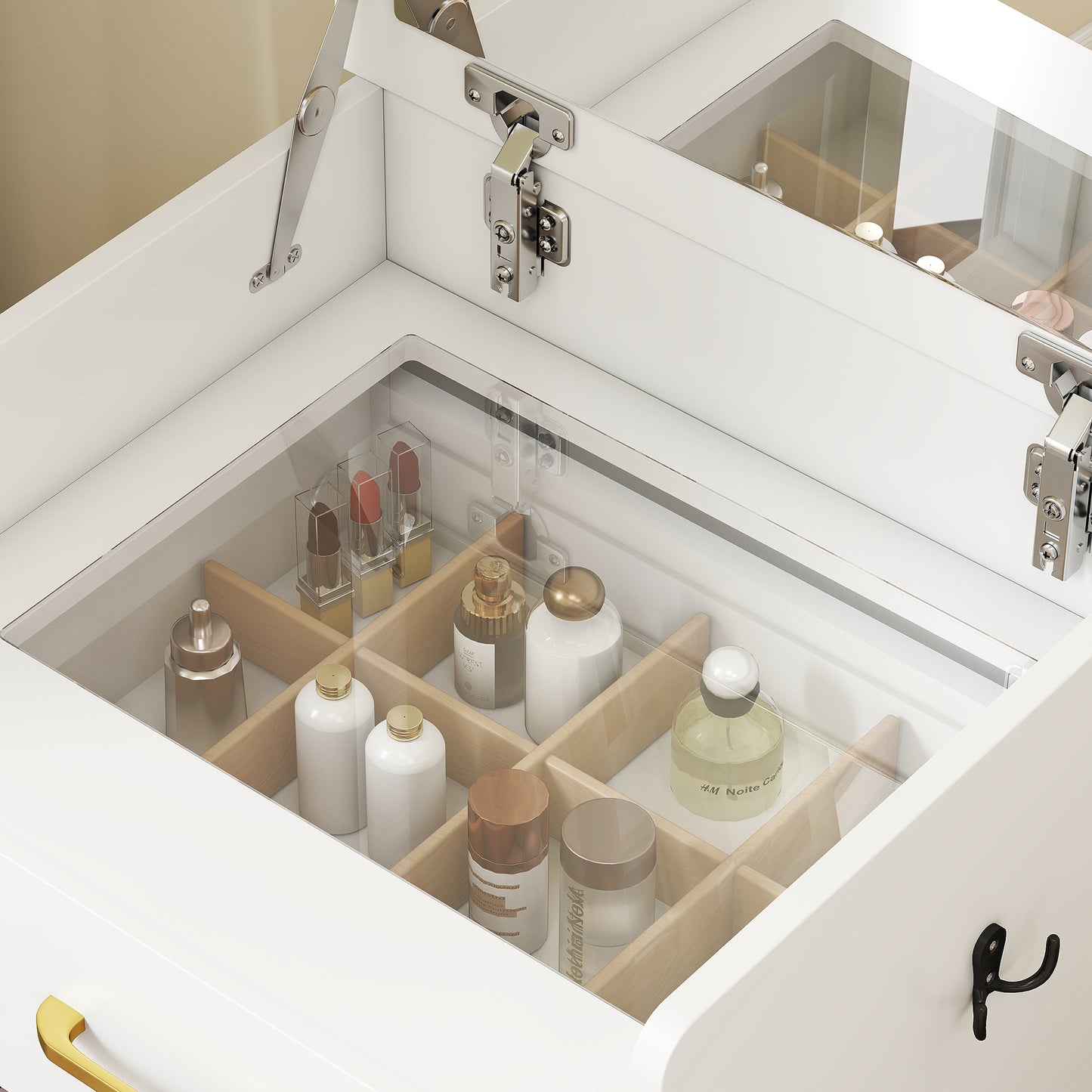 Yova White Compact Dressing Table And Stool Set With Storage