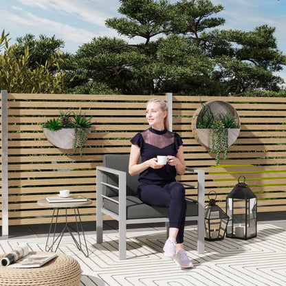Ketael Set of 2 Dark Grey Metal Outdoor Garden Chairs With Cushions