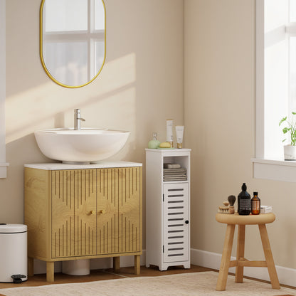 Nanova Compact Bathroom Floor Storage Cabinet With Louvered Door And Adjustable Shelves White 22 x 20 x 75 cm