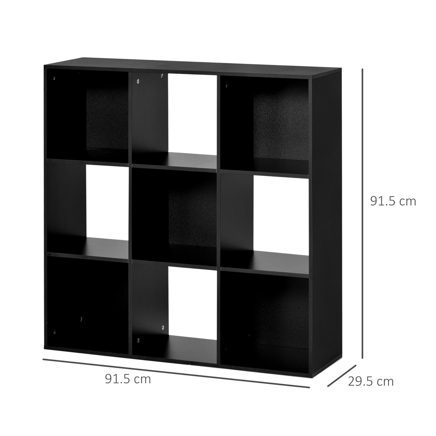 Remamo Wood Black 3 Tier 9 Cube Storage Bookcase