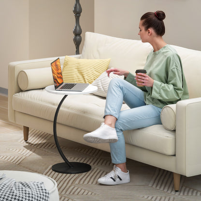 Dimo Round C Shaped Side Table With Marble Effect Top