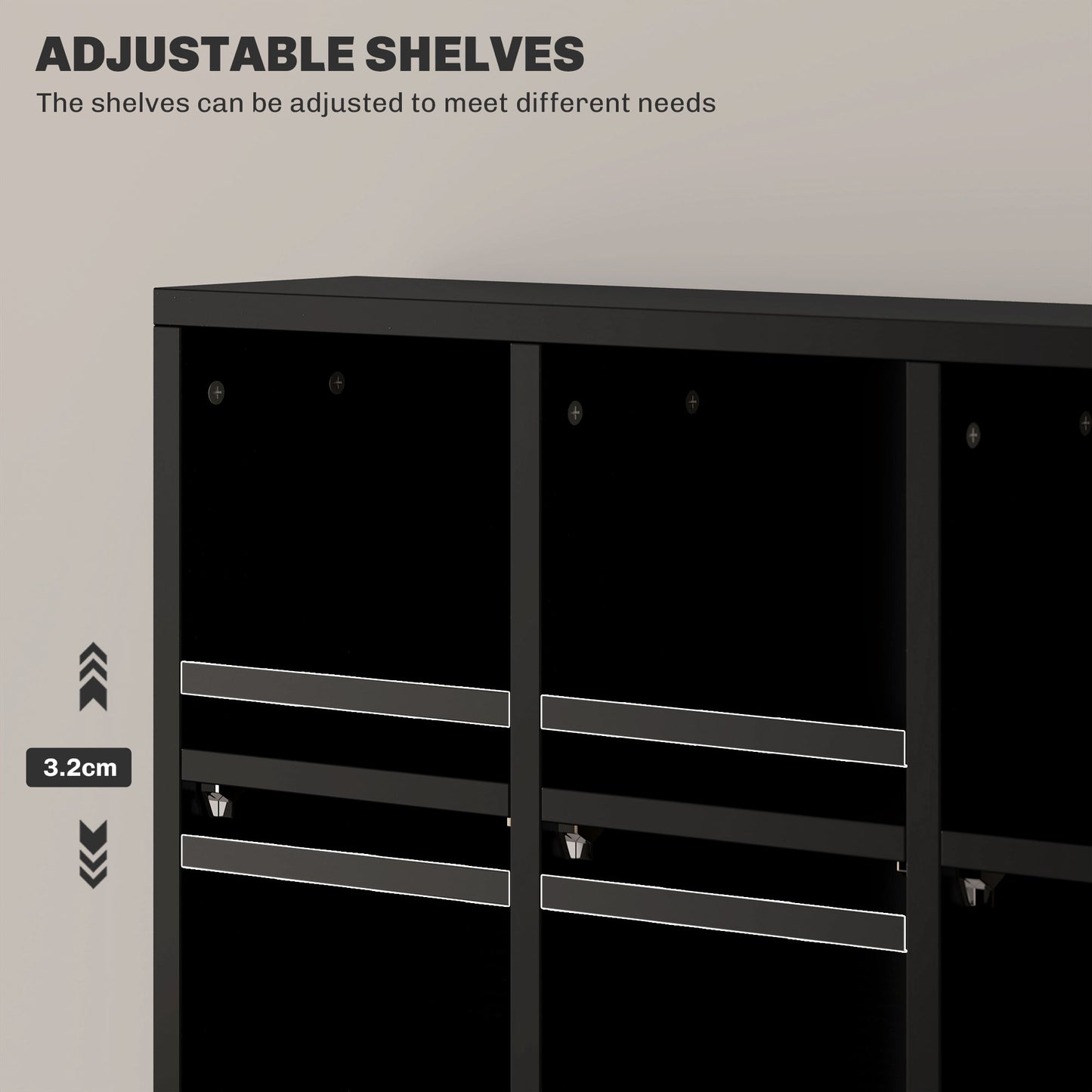 Dicoyo Wood Black CD Storage Cabinet With Adjustable Shelves 89 x 130.5 cm