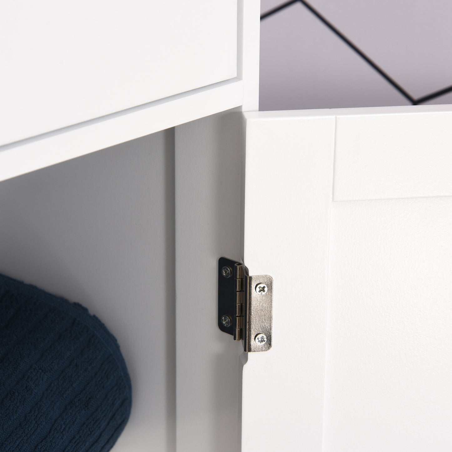 Ramila Tall Bathroom Storage Cabinet With Shelves Drawer And Door In White