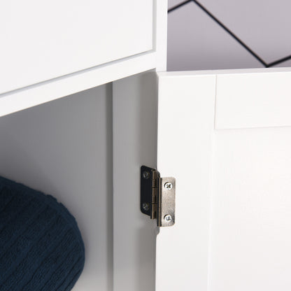 Ramila Tall Bathroom Storage Cabinet With Shelves Drawer And Door In White