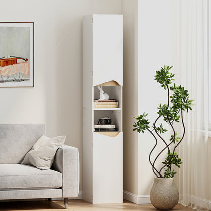 Rasa Slim Tall Bathroom Storage Cabinet With 2 Doors And 2 Shelves White