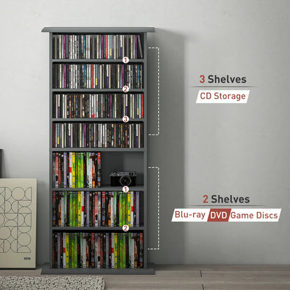 Wood Grey CD Storage Unit With 360 Disc Capacity