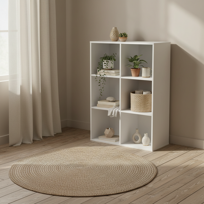 Kapatte Wood White 6 Cube Storage Bookcase