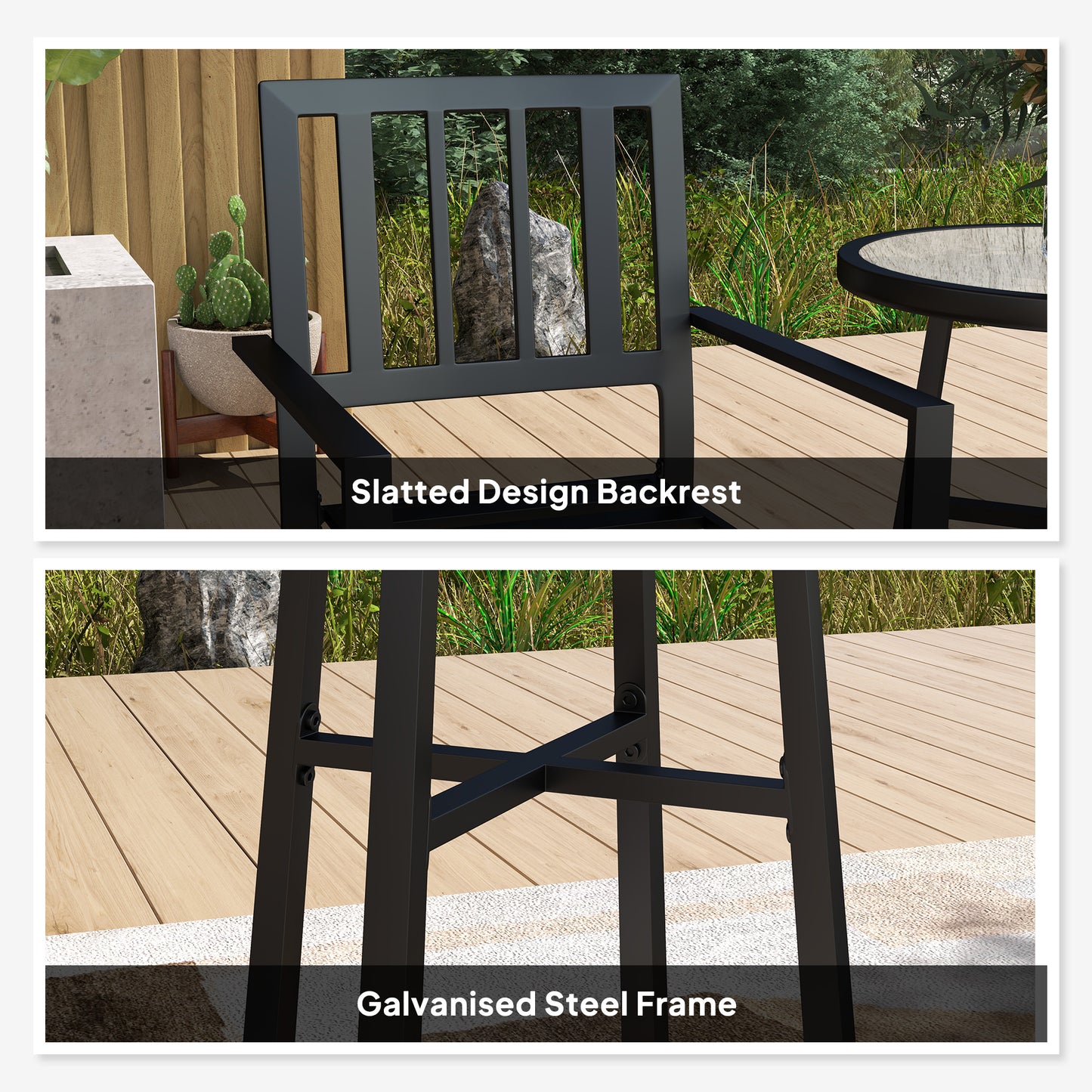 Nalane 3 Piece Patio Bistro Set with Stackable Chairs and Round Table