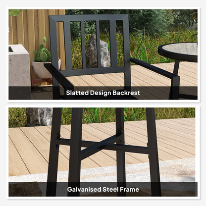 Nalane 3 Piece Patio Bistro Set with Stackable Chairs and Round Table