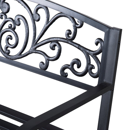 Saradi Taro Steel Black 2 Seater Outdoor Garden Bench