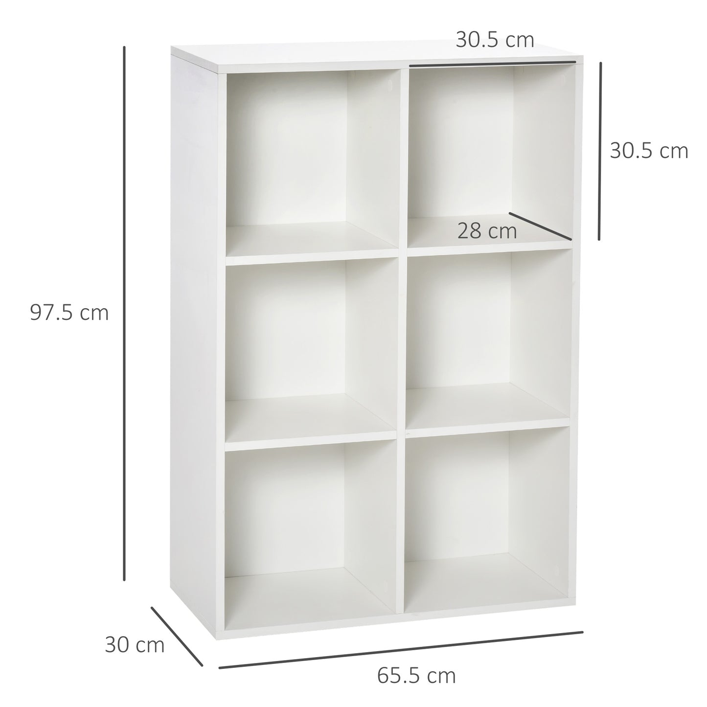 Veniha Nozi Wood White 6 Cube Storage Bookcase