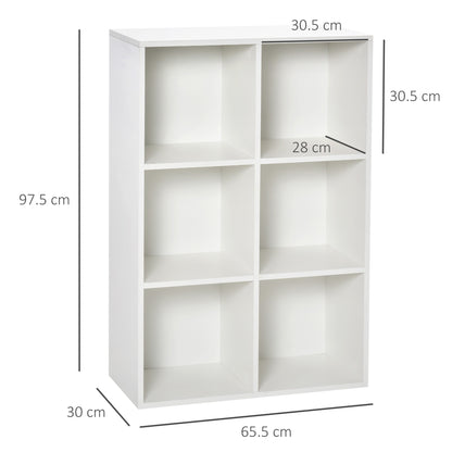 Veniha Nozi Wood White 6 Cube Storage Bookcase