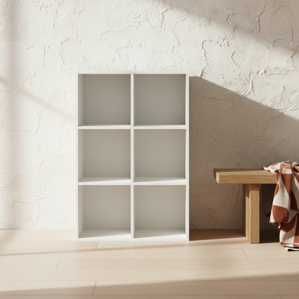 Veniha Nozi Wood White 6 Cube Storage Bookcase
