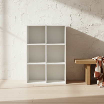 Veniha Nozi Wood White 6 Cube Storage Bookcase