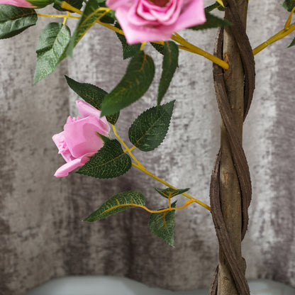 Leropa Set Of 2 Artificial White Rose Floral Plants In Pots H8 90cm