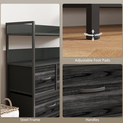 Latoli Fabric And Wood Black 7 Drawer Rustic Storage Chest