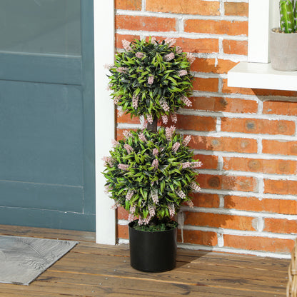 Nosu Set Of 2 Artificial Lavender Flower Ball Trees In Pots 70cm Pink