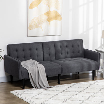 Nissa Grey Fabric 3 Seater Sofa Bed Diamond Tufted Back