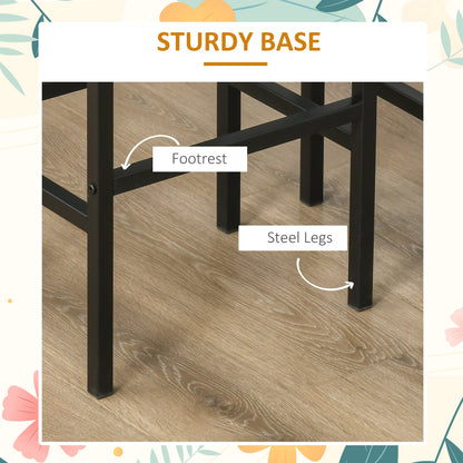 Latzse Set Of 2 Rustic Brown Industrial Counter H8 Bar Stools With Footrest