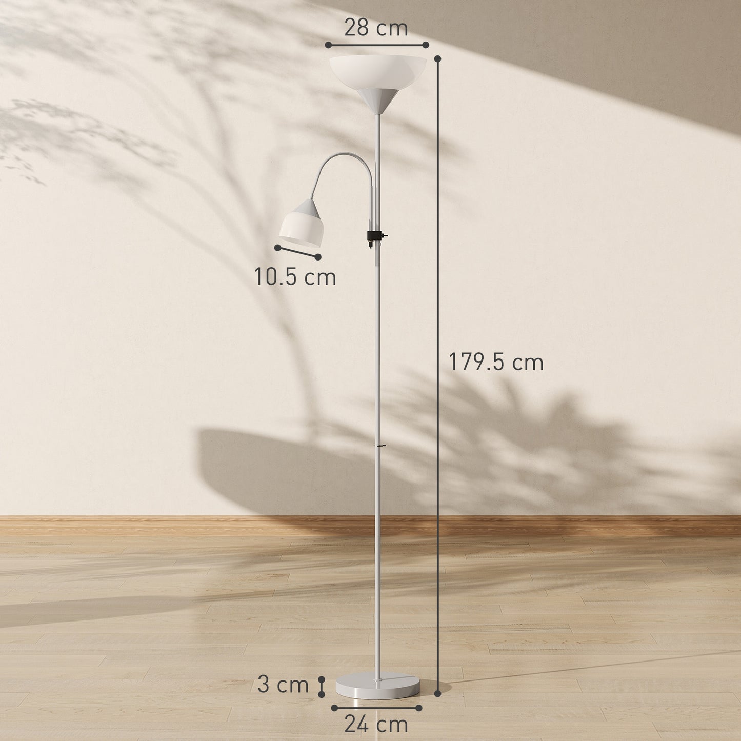 Nokave Metal Silver LED Uplighter Floor Lamp With Adjustable Gooseneck And Colour TemFauxrature