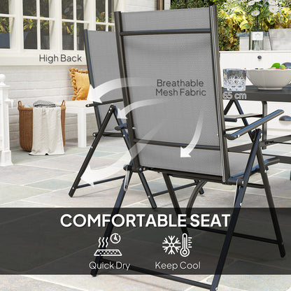 Mamoka 6 Seater Steel and Grey Mesh Outdoor Dining Set with Parasol Hole