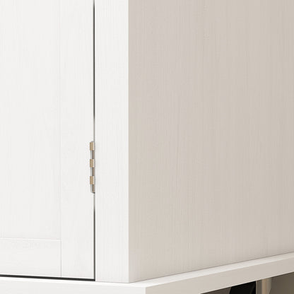 Viratto Natural and White Wooden Rolling Kitchen Island With Drawers And Storage