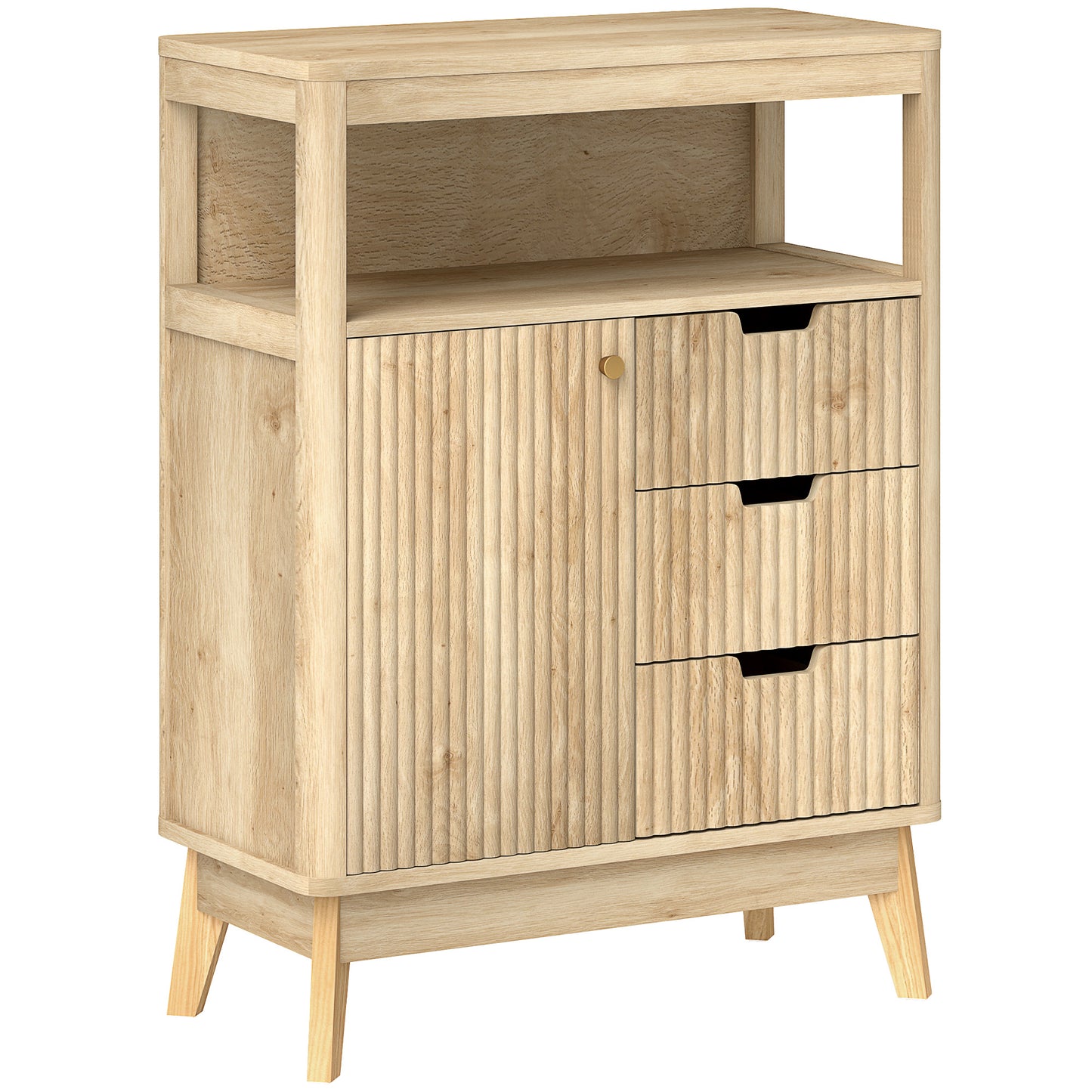 Cova Vira Natural Wood Sideboard 3 Drawers And Adjustable Interior Shelving
