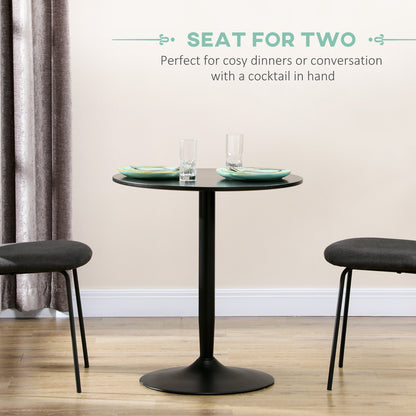 Reveva 70cm Metal Black Minimal Round Dining Table For 2