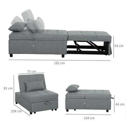 Nidi Kaha Fabric Dark Grey 4 In One Convertible Single Sleeper Chair