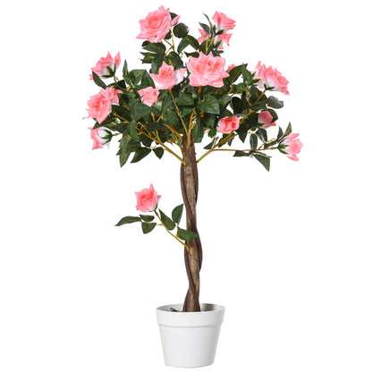 Soni Tami Artificial Pink Rose Flower Display Plant In Pot For Interior Styling