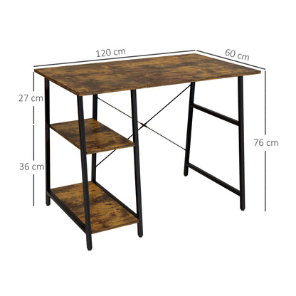 Doso 120cm Metal And Wood Brown And Black Industrial Work Desk With Open Shelving