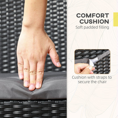Meretta Rattan Black Set Of 2 Armless Outdoor Garden Chairs