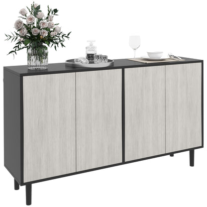 Vepamo Neutral Black and Grey Sideboard 4 Doors 2 Shelves