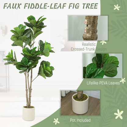 Pararale Artificial Fiddle Leaf Fig Style Tree With Broad Leaves 180cm Green