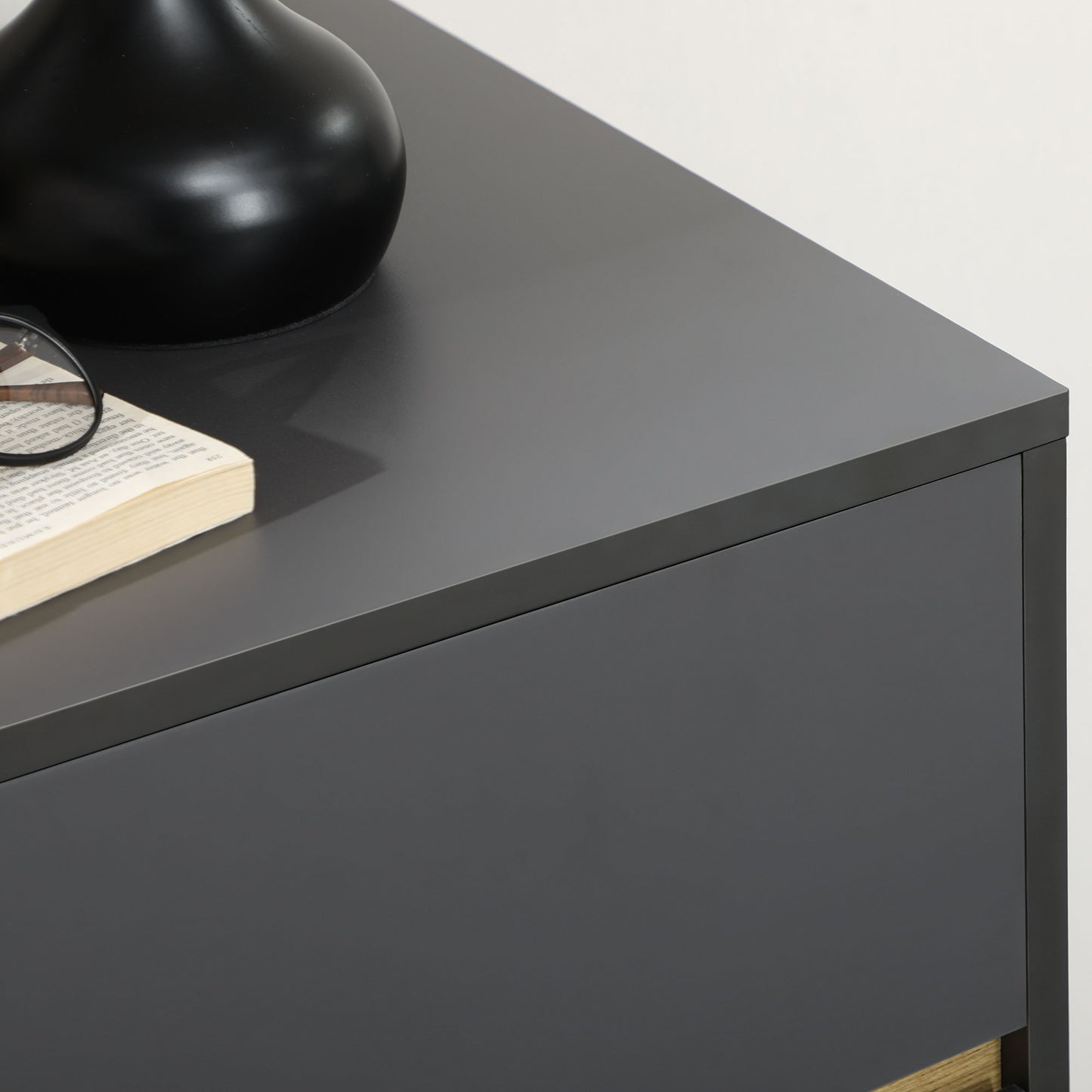 Vetasu Natural and Grey 3 Drawer Storage Chest with Wooden Angled Legs