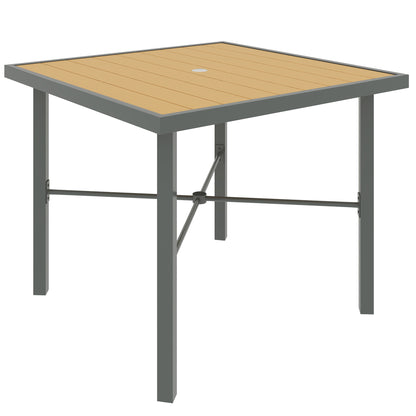 Yole Natural Wood Effect Square Garden Dining Table For 4 With Umbrella Hole